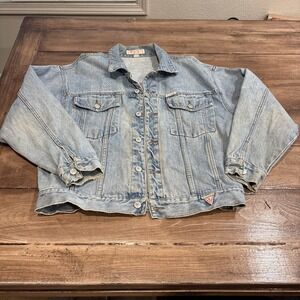 VTG 80's GUESS Jeans USA Women's Denim Jacket Cropped Acid Wash - Size M